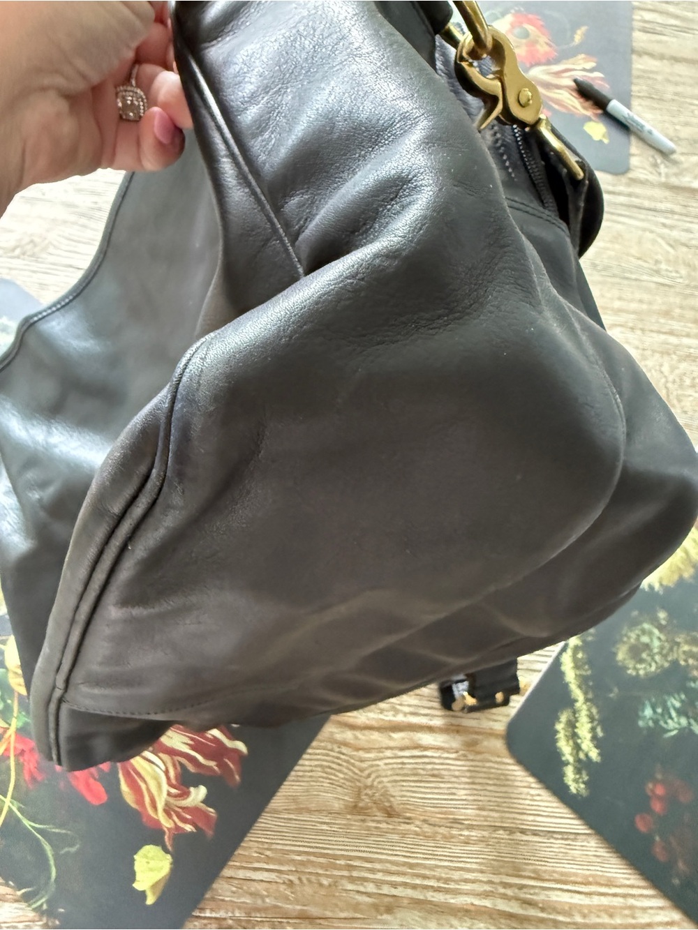 Coach Vintage black leather Briefcase Messenger brass with shoulder strap - Picture 11 of 16